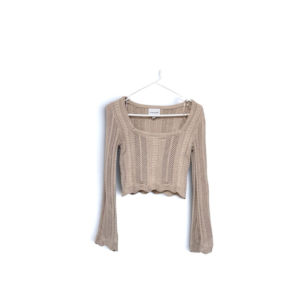 Y2K Knit Cardigan Fairycore Cottagecore Boho Bell Sleeve Festival Cropped XS 90s